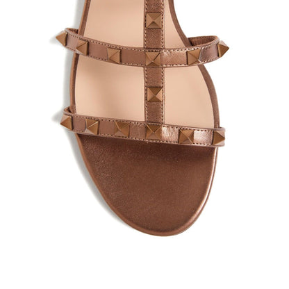 Valentino Garavani Rockstud Low Slide Sandal in Laminated Nappa Leather