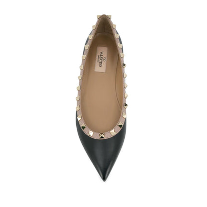 Valentino Garavani Rockstud Patent Leather Ballerina Flat Shoes
