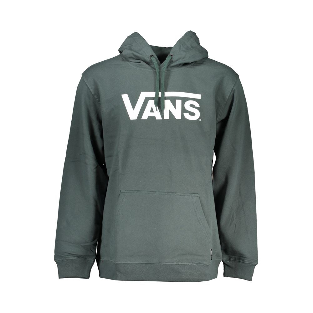 Vans Green Cotton Men Sweater with crew neck and Vans logo, perfect for streetwear fashion and skate parks.