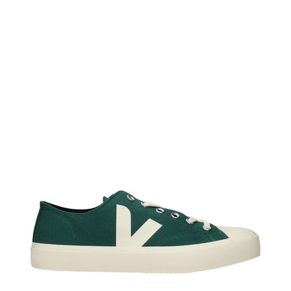 Veja Green Fabric Low Top Sneakers with front and side logo design, featuring MPN PL01028U36B and code F84735, green color.