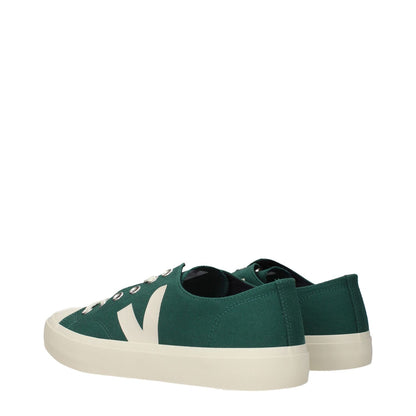 Veja Green Fabric Low Top Sneakers with front and side logo, green fabric design, MPN PL01028U36B, code F84735, eco-friendly fashion.