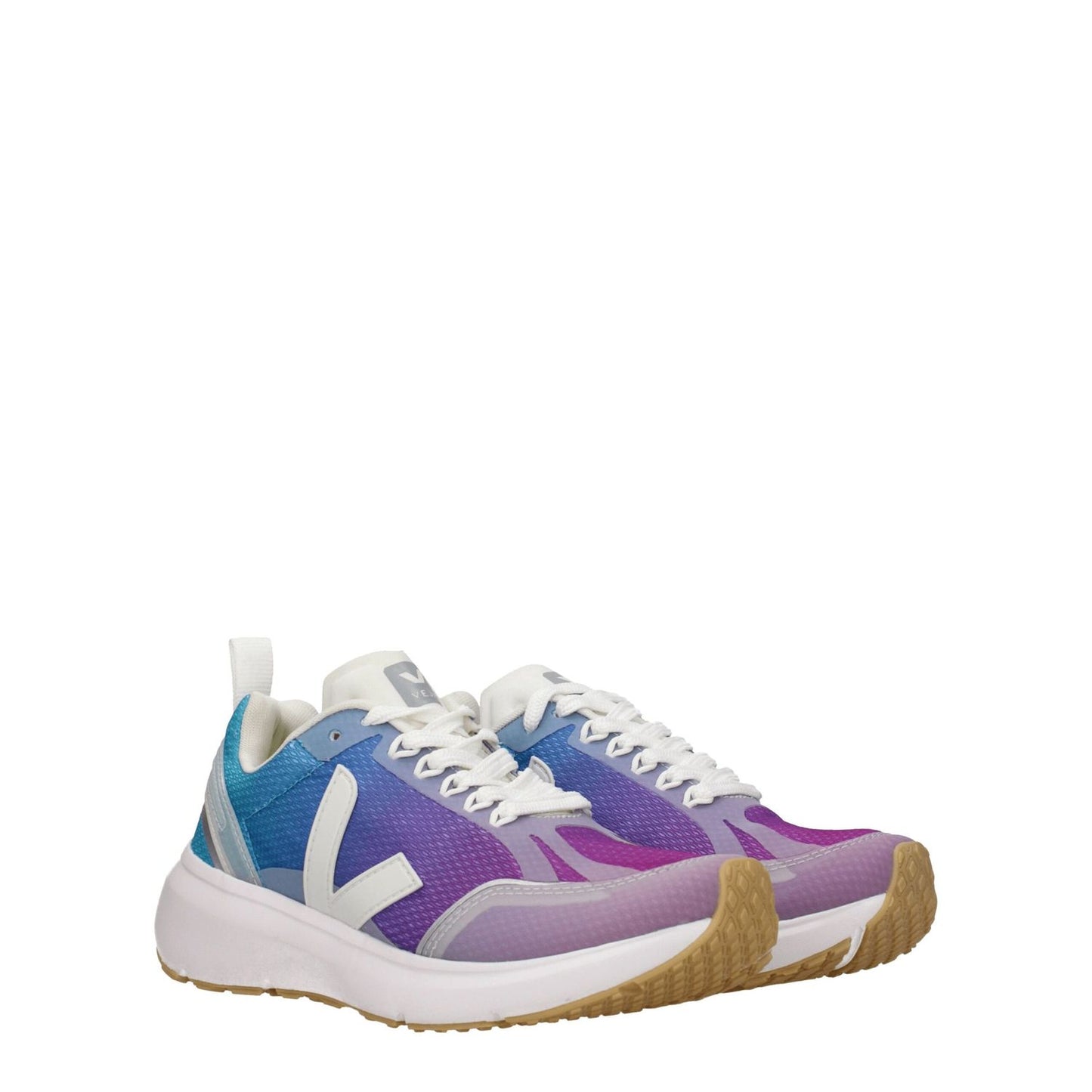 Veja Multicolor Fabric Athletic Sneakers with front and side logo, lace-up closure, rubber sole, round toe, and 4 cm mid heels.