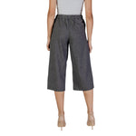 Vero Moda Black And White Polyester Cropped Pant, women's fall/winter collection, 80% polyester, 16% viscose, 4% elastane