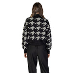 Rear view of model wearing Vero Moda Black Marabou Sweater, women's knitwear from fall/winter collection, 100% acrylic.