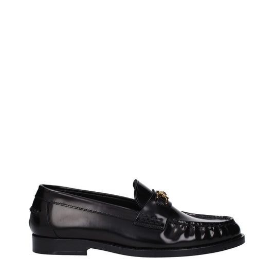 Versace Black Leather Slip-On Loafers