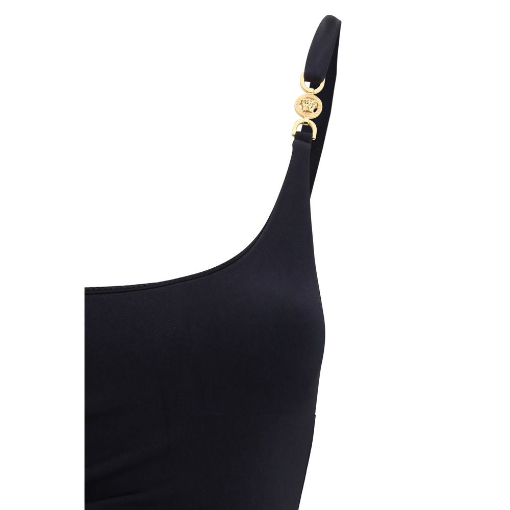 Versace Black Polyamide One-Piece Swimsuit with Medusa gold-tone hardware detail