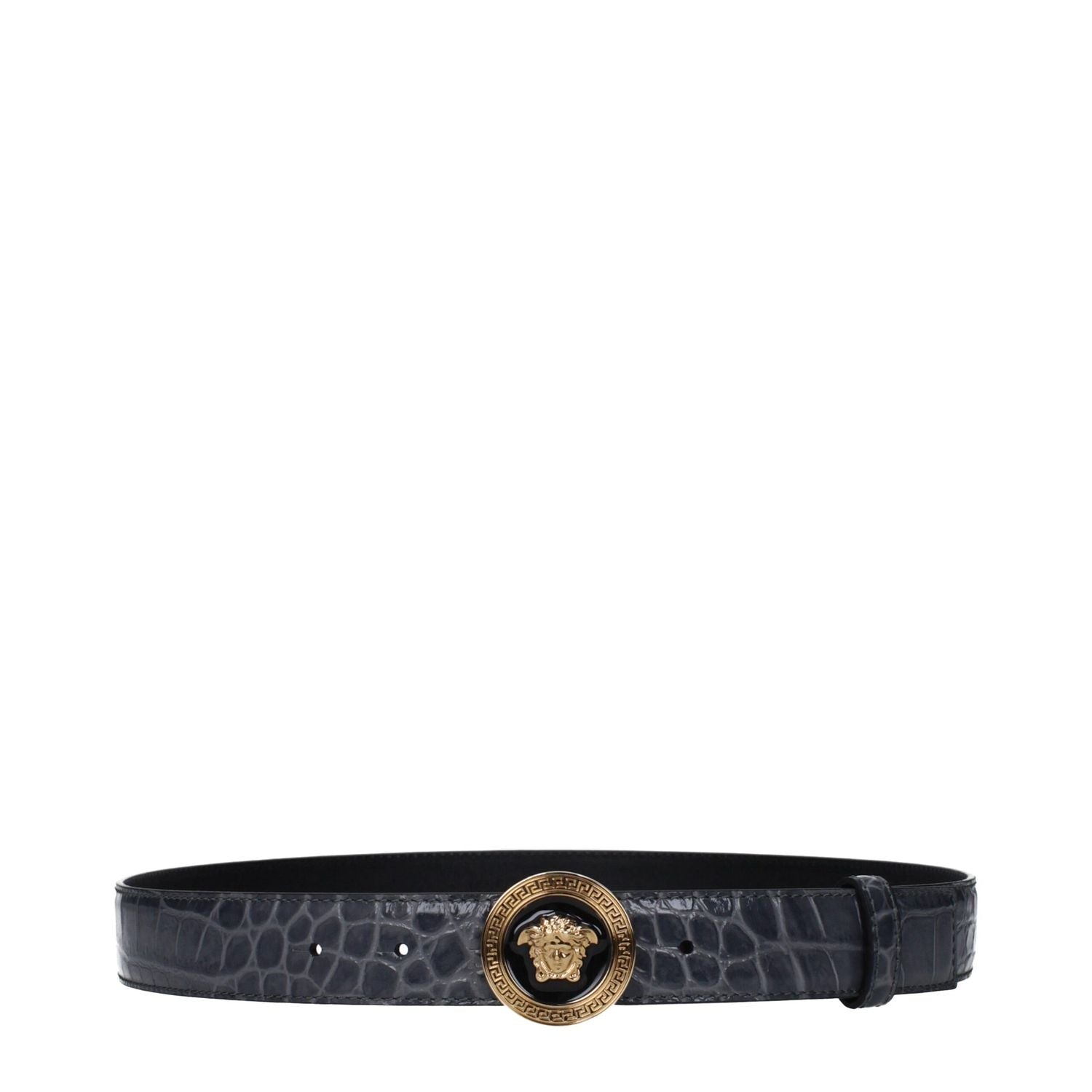 Versace Gray Leather Regular Belt
