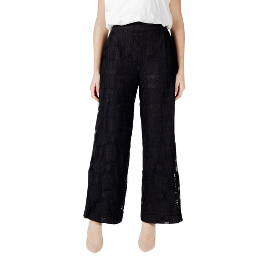 Vila Clothes Black Cotton Casual Pants Vila Clothes