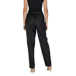 Back view of Vila Clothes Black Polyester Pant showcasing high waist and elegant design.