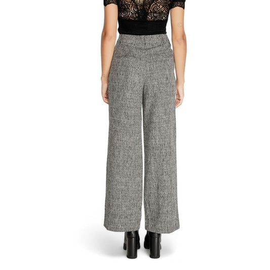 Back view of Vila Clothes Black Recycled Polyester Pant highlighting wide-leg design and tailored fit.