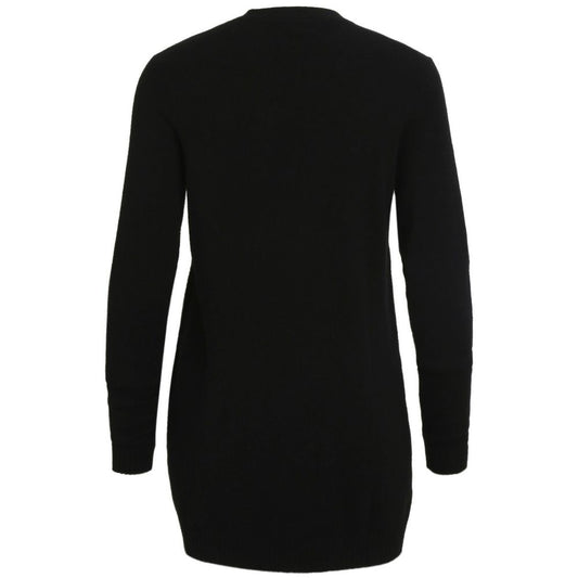 Back view of Vila Clothes Black Viscose Cardigan featuring lightweight knit and side pockets, ideal for stylish layering.