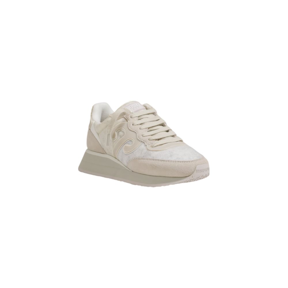 Wushu Cream Wool Sneaker featuring wool, suede, and polyurethane for stylish comfort and breathability.