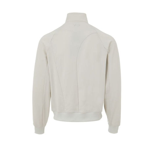 Back view of Y-3 White Polyamide Hoody with rubberized logo on technical fabric.