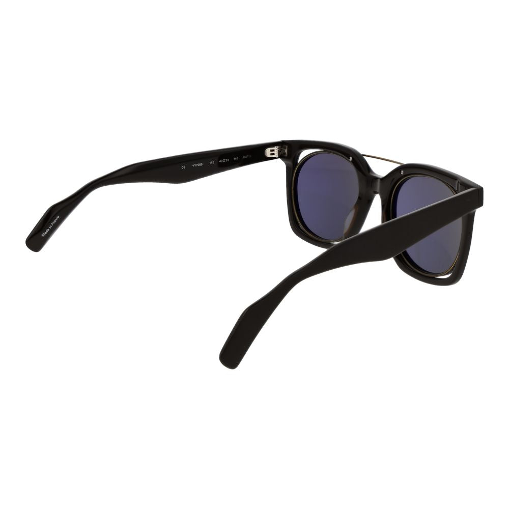 Yohji Yamamoto Brown Unisex Sunglass with mirrored grey lenses, brown monel frame, full-rim browline style, and 100% UVA & UVB protection.