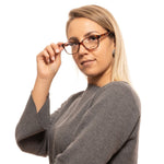 Zadig & Voltaire Brown Unisex Glasses Frame on model with brown plastic full-rim rectangle style, size 54-15-140.