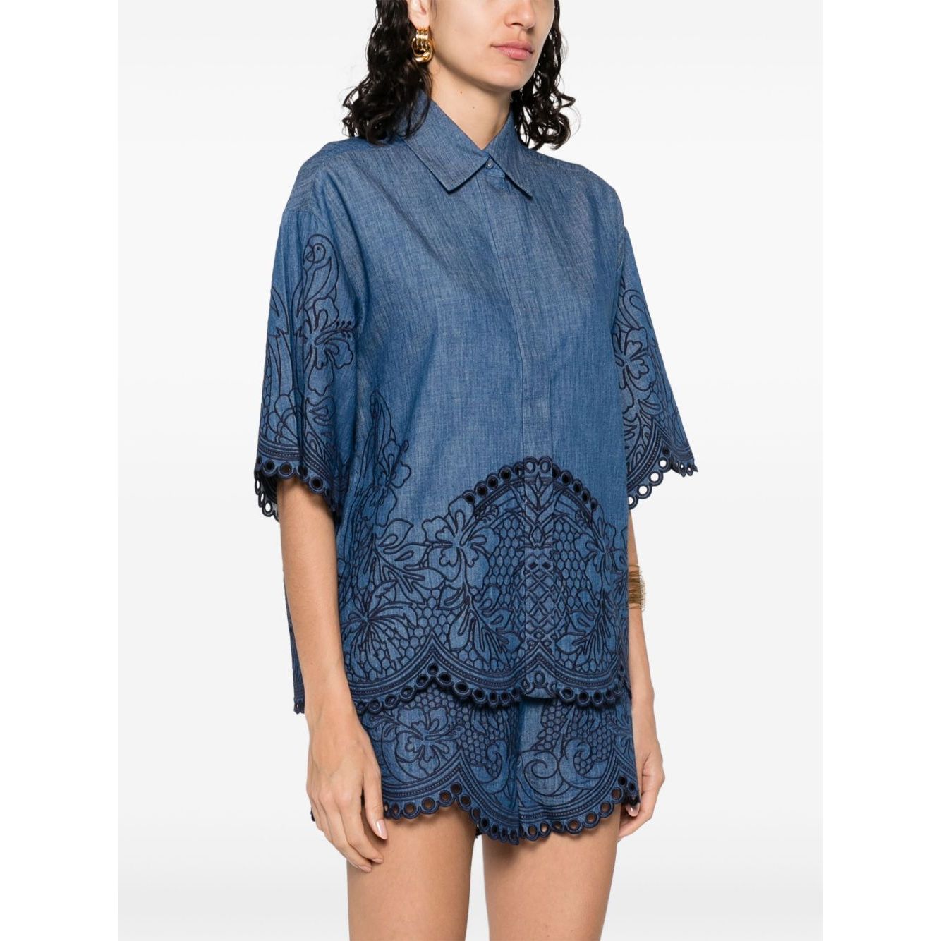 Zimmermann Coco Embroidered Denim Shirt
